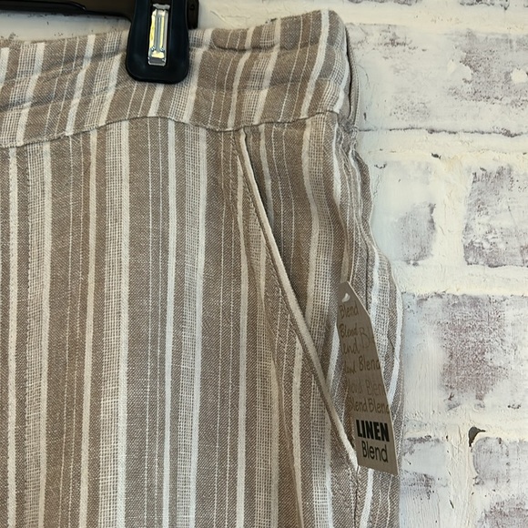 For Cynthia Women’s Size 2X Linen Blend Striped Pull On Pants Pockets Summer NWT - Picture 6 of 8